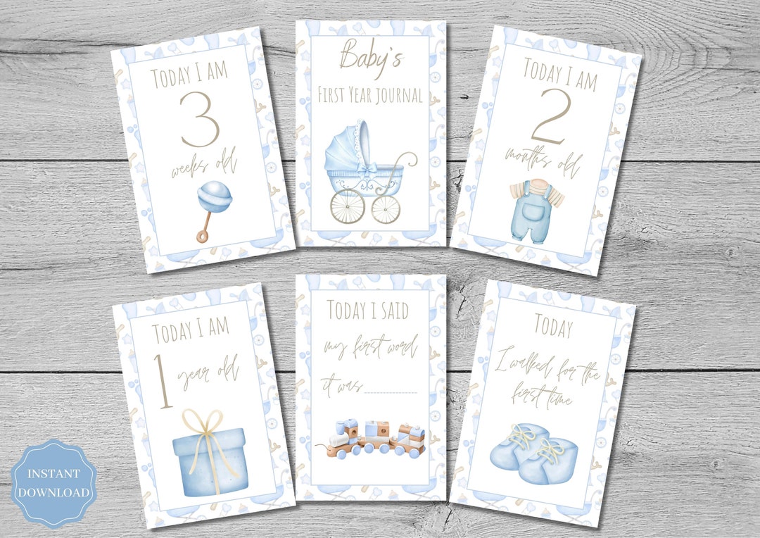 56 Baby Boy Milestone Cards Printable Monthly Milestone Cards Baby ...