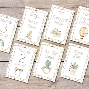 56 Boho Baby Milestone Cards Printable Personalized Unisex Bohemian Memory Cards, Baby Keepsake Baby Shower Gift, Pregnancy Gift