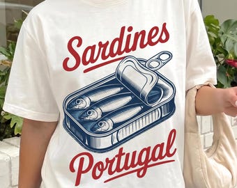 Comfort Colors® Retro Portugal Sardine Shirt, Vintage Tinned Fish Graphic Tee, Mediterranean Summer Souvenir, Seafood Foodie Travel Top