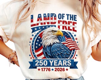 Comfort Colors® Land of the Free 250 Years Shirt, USA Semiquincentennial 1776-2026 Tee, Patriotic Eagle Faux Oil Paint Top, 4th of July Gift