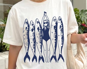 Comfort Colors® Funny Sardine Shirt, Tinned Fish Club Tee, Sarcastic Summer Beach Outfit, Quirky Coastal Girl Aesthetic, Weird Fish Lover