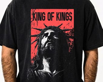 Vintage King of Kings Comfort Colors Shirt: Jesus Crown of Thorns Graphic Tee