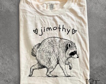 Comfort Colors® Jimothy Raccoon Shirt Minimalist Line Art Trash Panda Meme Tee Woodcut Sketch Cottagecore Boho Animal Gift