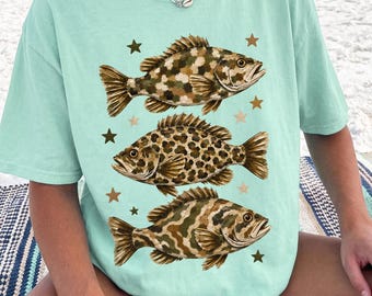 Leopard Catfish Fish Comfort Colors Tshirt Coastal Summer Stars Aesthetic Shirt Trendy Nautical Ocean Vacation Graphic Tee Gift Her