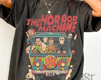 The Horror Machine Comfort Colors Tshirt Mystery Van Slasher Crew Movie Villains Retro Grunge Shirt Halloween Graphic Tee Gift Him Her