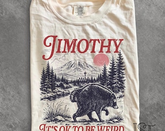 Comfort Colors® Jimothy Raccoon Shirt Its Ok To Be Weird Tee Vintage Mountain Landscape Trash Panda Meme PNW Nature Gift