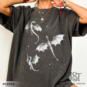 Vintage Celestial Dragon Comfort Colors Shirt, Mystical Starry Night Tee, Whimsigoth Graphic, Dark Fantasy Astrology Gift