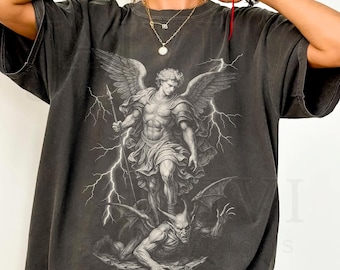 Saint Michael Archangel Comfort Colors Shirt, Vintage Catholic Protection Tee, Christian Devotion Tee