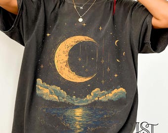 Retro Moon Star Comfort Colors Shirt, Vintage Moon Star T-shirt, Celestial Graphics Tee