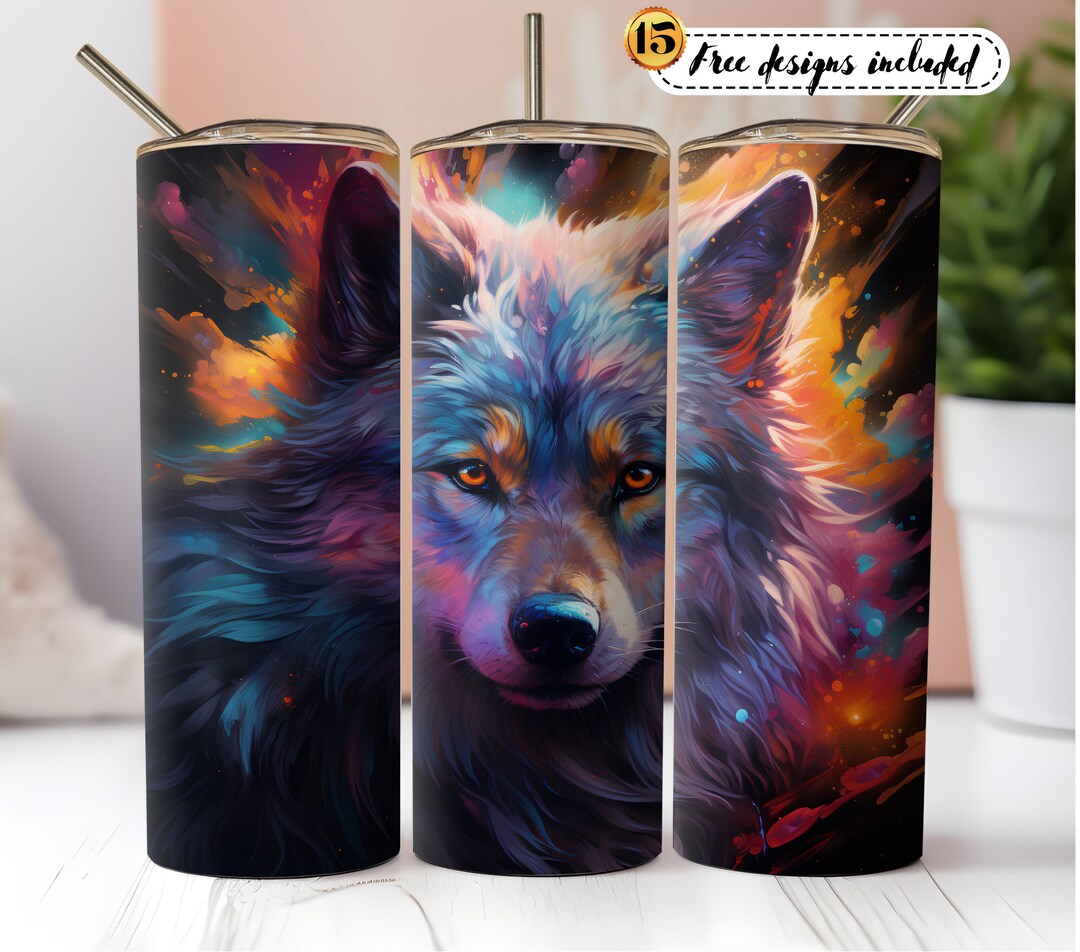 Wolf 20 Oz Skinny Tumbler Sublimation Design Digital Download PNG ...
