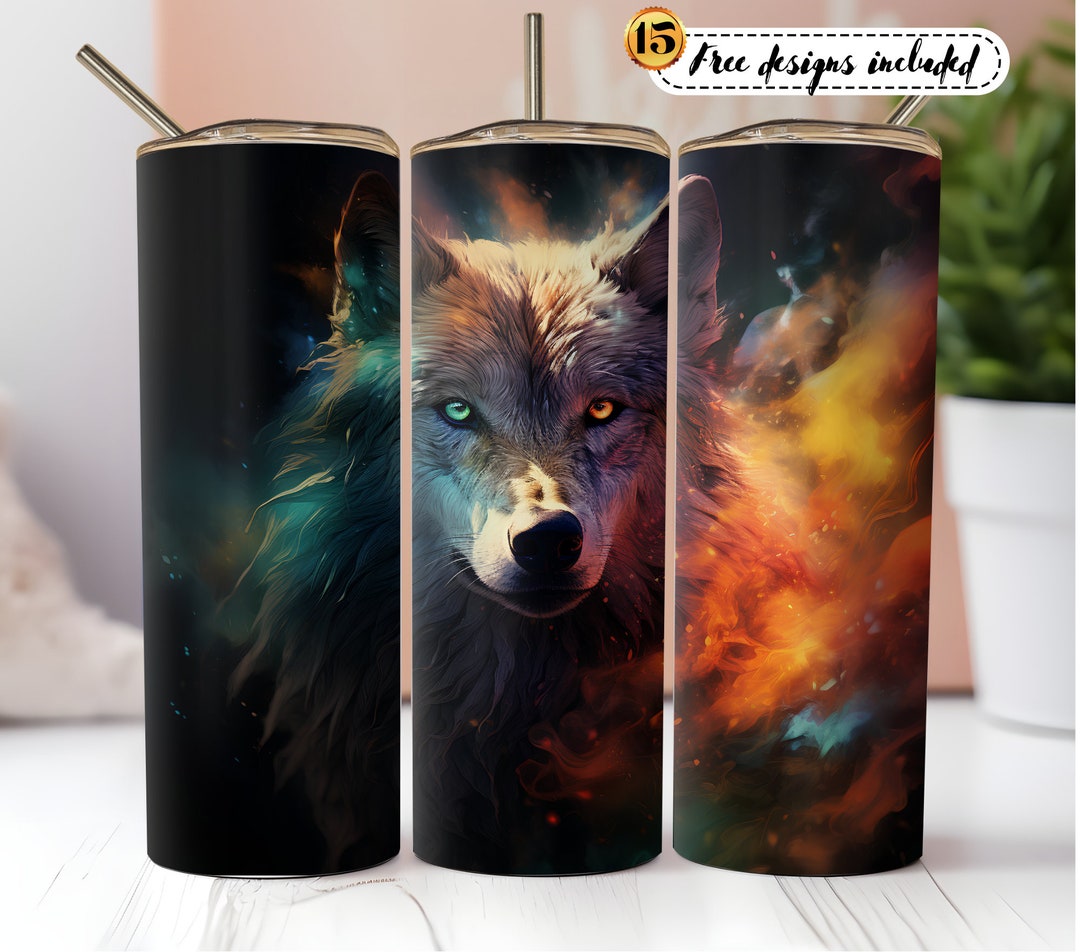 Wolf 20 Oz Skinny Tumbler Sublimation Design Digital Download PNG ...