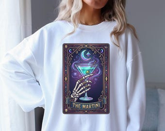 The Martini Tarot Card PNG, Skeleton Sublimation Design (Digital Download)