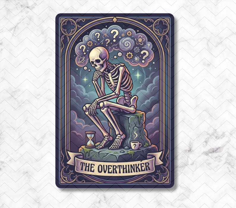 Overthinking Card Overthinker Tarot Card PNG, Skeleton Sublimation Design (digital ...
