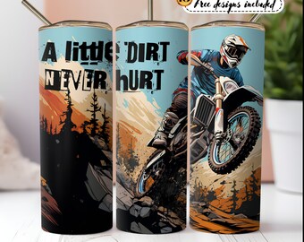 Dirt Bike, Motocross Tumbler Wrap Png, 20 oz Skinny Tumbler Sublimation Design Digital Download PNG Instant digital only, Tumbler