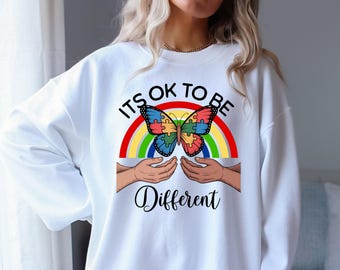 It’s OK to Be Different PNG | Autism Awareness Sublimation Design | Neurodiversity Positive Quote Digital Download