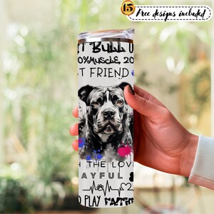 Pitbull 20oz Skinny Tumbler Design Template Straight PNG File Download Pitbull Tumbler Png, Pitbull, dog Tumbler image 3
