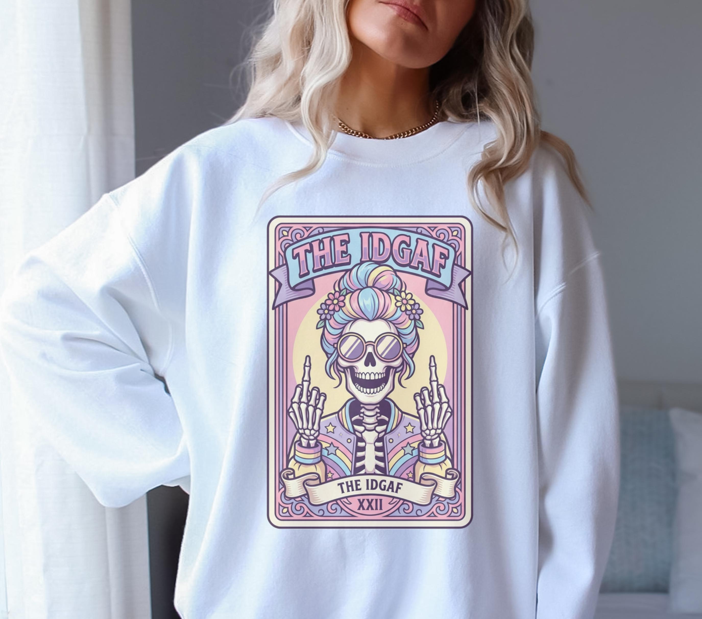 Skeleton Flo The IDGAF Tarot PNG, Pastel Goth Skeleton Tarot Card, Witchy Sarcastic ...