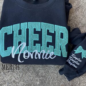Personalized Cheer Mom Sweatshirt: Glitter Applique Embroidered Cheerleading Shirt image 6