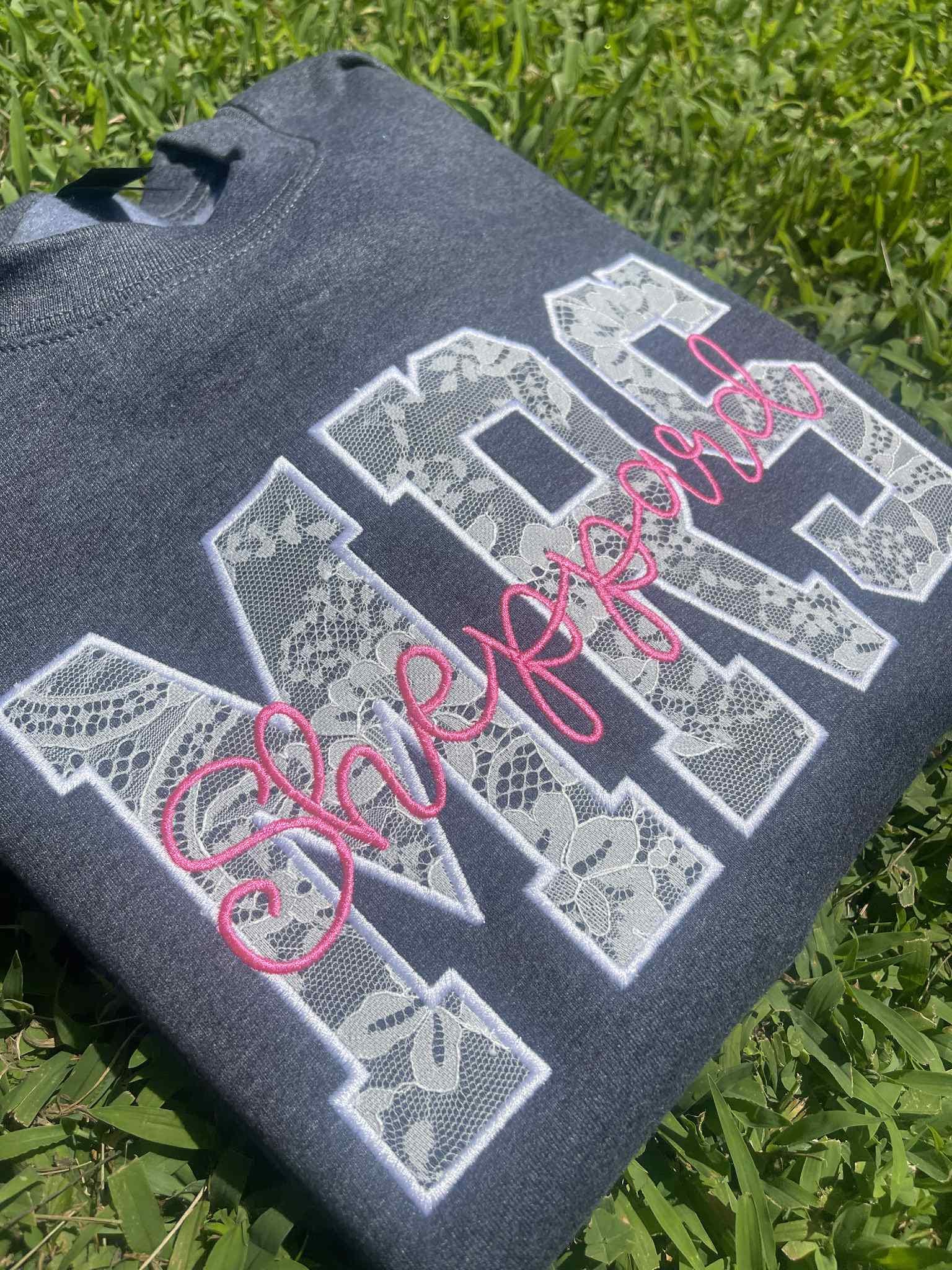 Custom MRS Lace Applique Embroidered Sweatshirt: Bridal Gift - Etsy