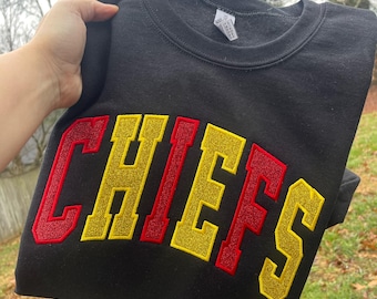 Two Color Mascot Glitter Applique Embroidered Sweatshirt