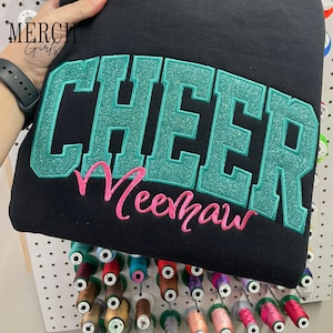 Personalized Cheer Mom Sweatshirt: Glitter Applique Embroidered Cheerleading Shirt image 4