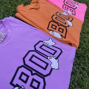 BOO Embroidered Comfort Color Halloween Short Sleeve Shirt