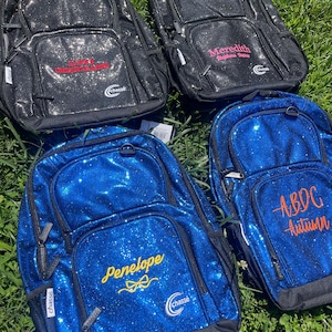 Personalisierte Chasse Glitter Rucksäcke, Cheer Bag, Dance Bag, Glitter Bag
