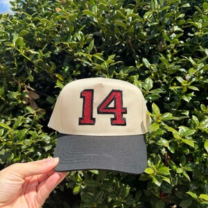 Embroidered Glitter Varsity Number Canvas Hat, Sports Mom Hat image 9