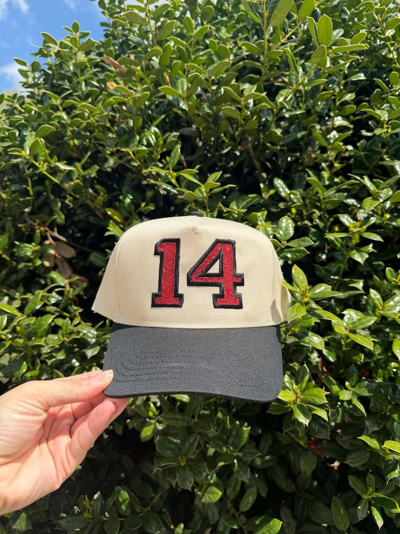 Embroidered Glitter Varsity Number Canvas Hat, Sports Mom Hat image 9