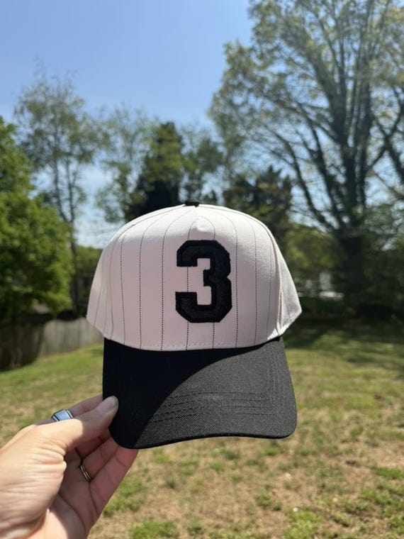 Pin Stripe Embroidered Glitter Varsity Number Canvas Hat, Sports Mom Hat