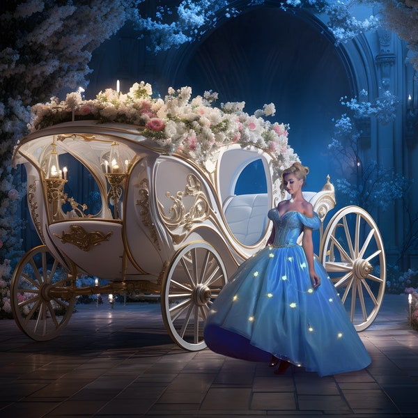 Cinderella Love - 1 Beautiful photography digital background backdrop perfect for Weddings, Sweet 16, Quinceanera's, Fantasy etc.