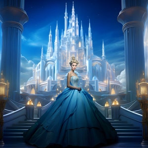 Cinderella&#39;s Castle - 1 Beautiful photography digital background backdrop perfect for Weddings, Sweet 16, Quinceanera&#39;s, Fantasy etc.