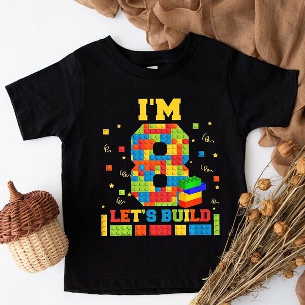 Building Block Birthday Boy Girl Shirt,Custom Birthday Buiding Shirt,Building Block Themed,Brick Birthday Shirt,Little Builder Kid Gift