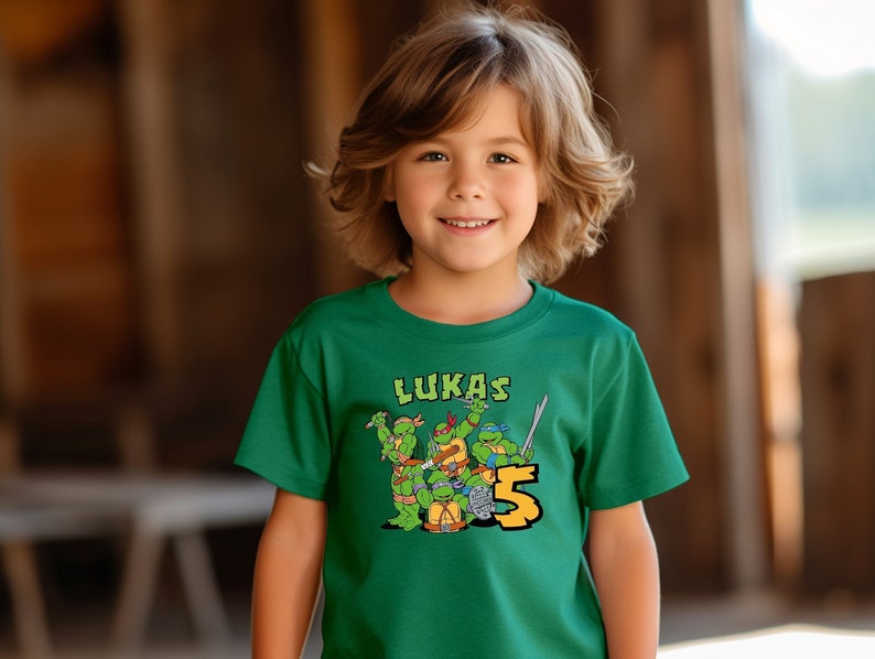 Turtles Birthday Boy Shirt, Turtles Matching T Shirt,Custom Turtle Birthday Party Shirts,Movie Toddler Tee,Anime Boy Tee,Green Turtles Shirt image 1