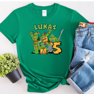 Turtles Birthday Boy Shirt, Turtles Matching T Shirt,Custom Turtle Birthday Party Shirts,Movie Toddler Tee,Anime Boy Tee,Green Turtles Shirt image 4