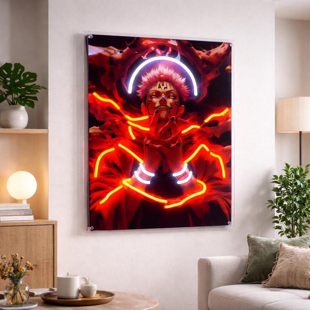 Red Anime Neon Wall Art LED Sign, Demon Character Light Decor, Otaku ...