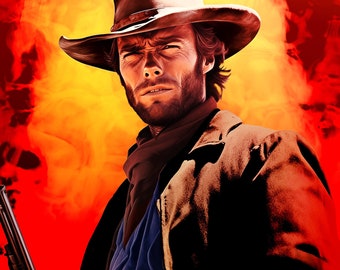 Vengeance Unleashed: Clint Eastwood as Josey Wales Fiery Revenge Western Art, IMAGION Exclusive | Own Your Piece of Wild West History!