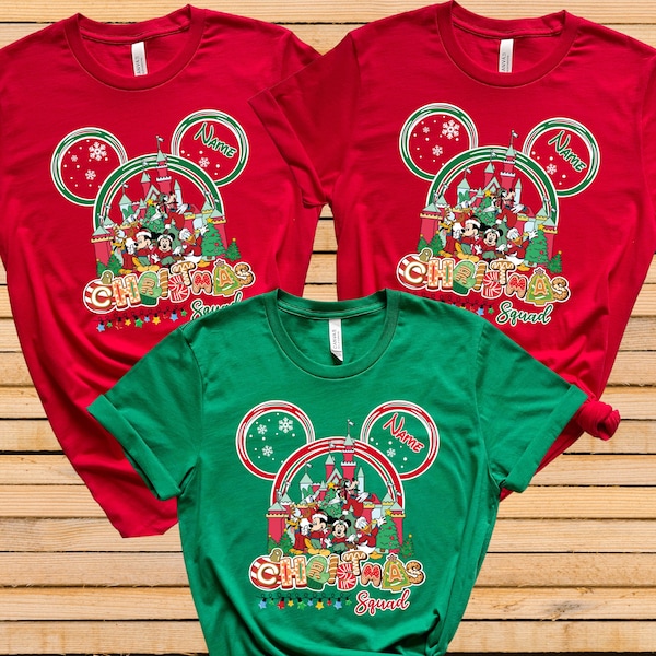 Chemise de Noël Disney personnalisée, nom personnalisé Disney Christmas Squad, chemise de Noël Disney, chemise de Noël personnalisée, chemise Disney World