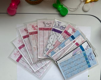 Hello Kitty & Stitch laminated budget sheets, gift for her, savings for kids, Disney savings, sinking funds, saving trackers