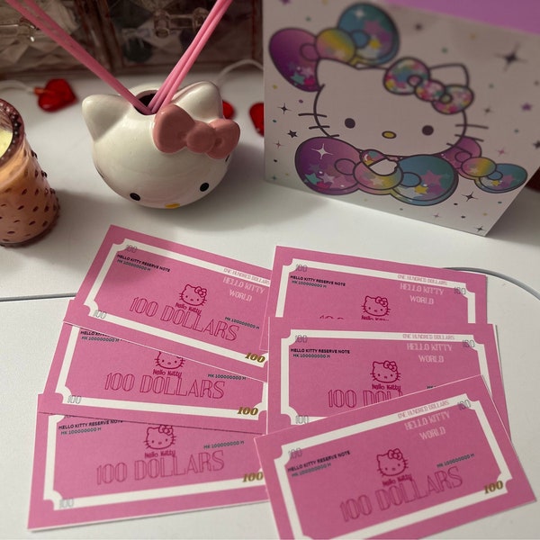 Hello Kitty prop Money Bundle ! PLACEHOLDER for savings binders. Fit A6,premium card stock material.