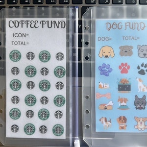 Dog Fund and Starbucks saving challenge gift for her, dog owner, save fund for Sams, groceries, coffee, Bundle laminated and free shipping.