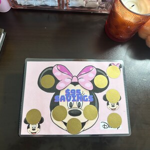 Minnie Mouse Disney laminated 5x7  saving  SCRATCH OFF Saving tracker for Disney scratch off saving Mistery savings scratch off gift for her