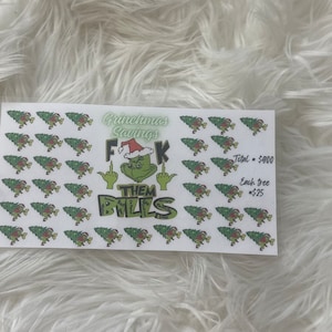Grinch savings challange for Christmas.  Xmas savings 900 savings Grinch lovers saving challange bills savings month ahead savings for gifts