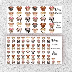 Disney Fund savings challenges for Disney trip saving gift for her budgeting savings tracker Minnie inspired laminated Disney world vacation