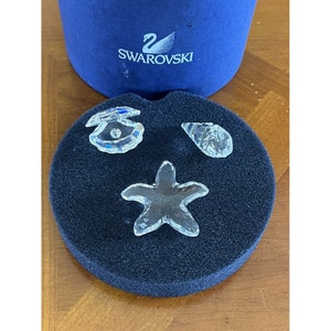 SWAROVSKI Swan Signed Crystal Maritime Trio Conch Shell Starfish NIB