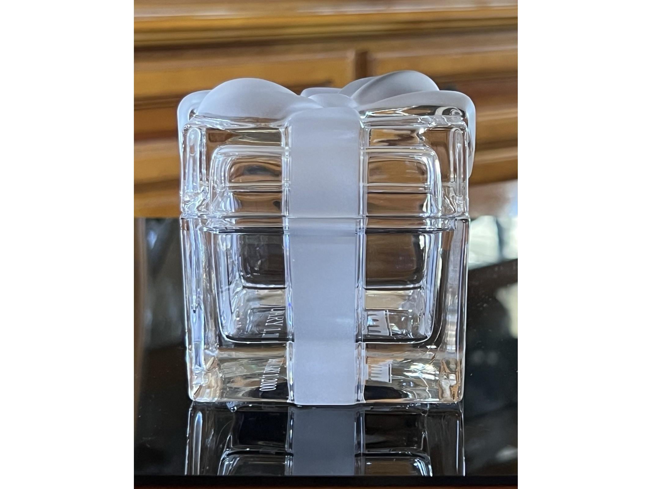 Tiffany & Co Crystal Glass Gift Box Frosted Ribbon Bow Trinket