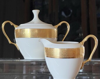 Lenox Presidential Collection WESTCHESTER Creamer & Sugar/lid Gold Encrusted