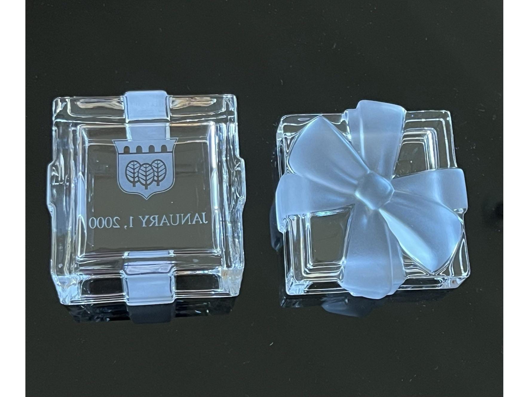 Tiffany & Co Crystal Glass Gift Box Frosted Ribbon Bow Trinket