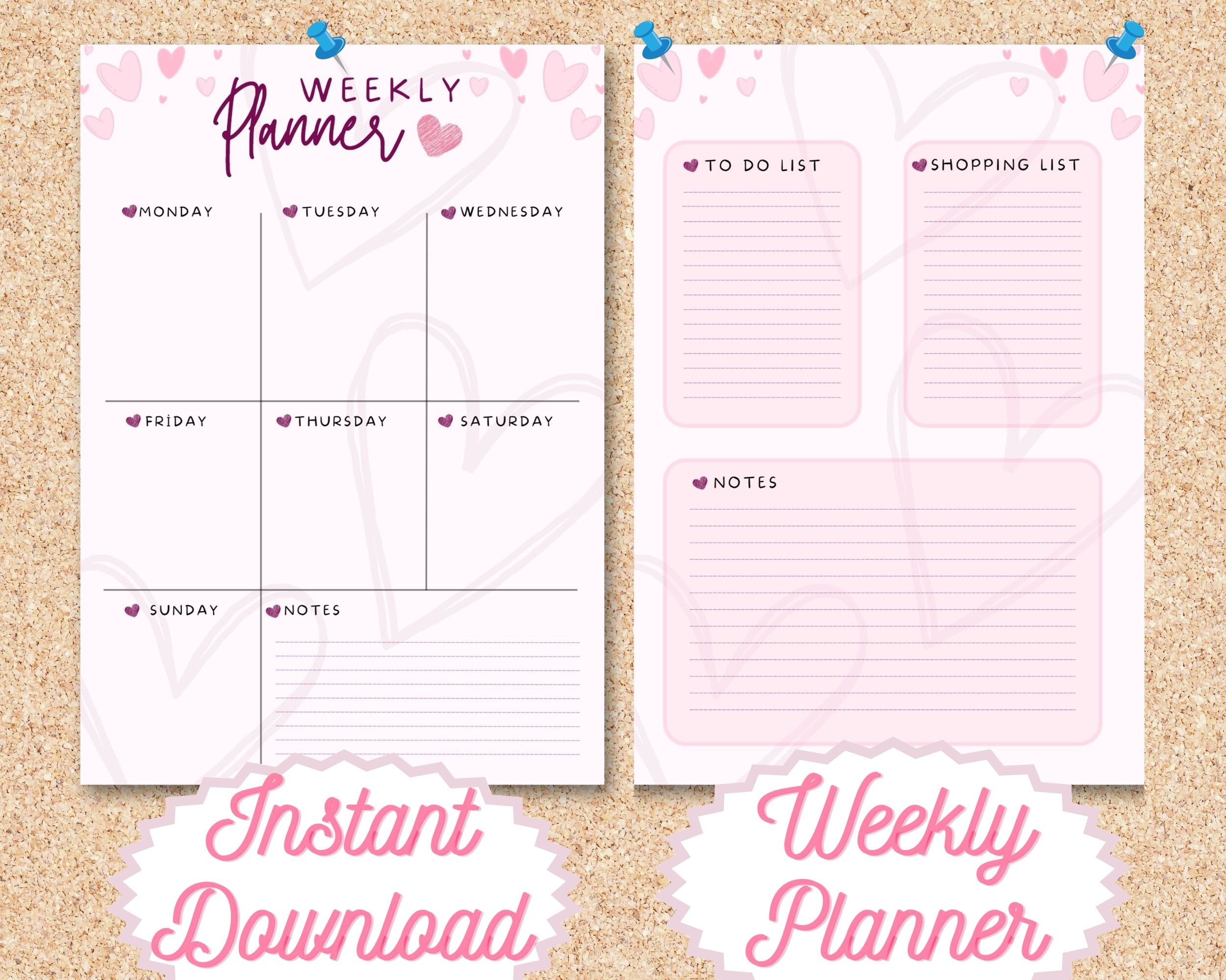 Weekly Planner Printable | Digital Download | Easy to Print - Etsy