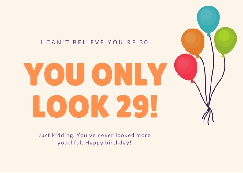 PRINTABLE Funny 30th Birthday Card Digital Download 30th - Etsy